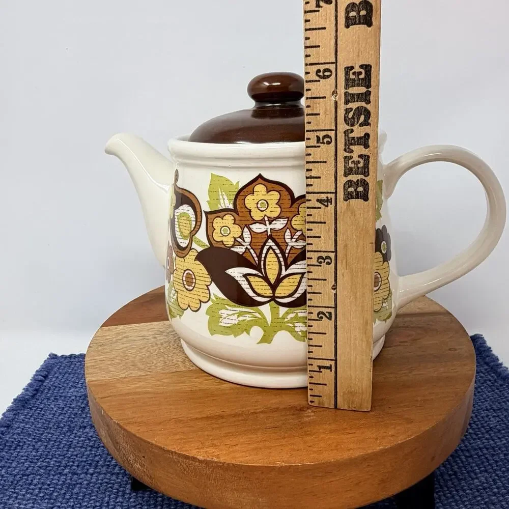 MidCentury Sadler Vintage Stoneware Pottery Floral Tea Pot Teapot England Coffee